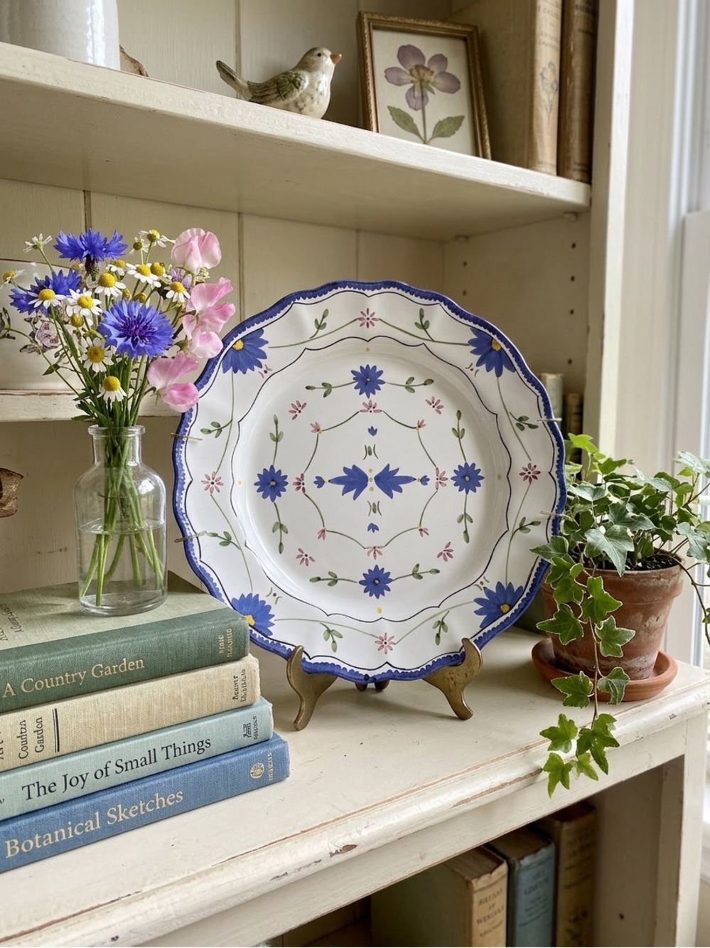 Hand Painted Floral Decorative Plate Made in Portugal